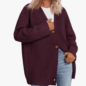Elegant Plum Cardigan Sweater for Women
